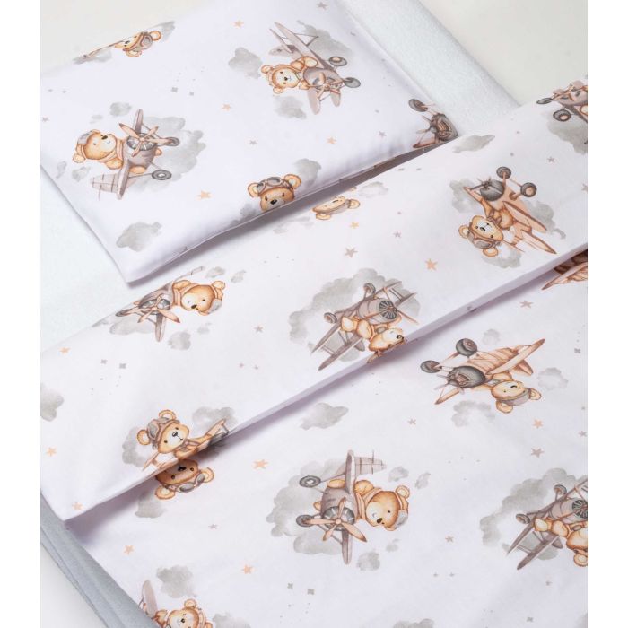 Patalynė kūdikio lopšiukui 80x70cm "Bear pilot beige" 