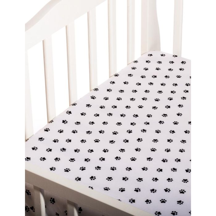 Paklodė su guma 120x60 "Paws" - medvilninė 