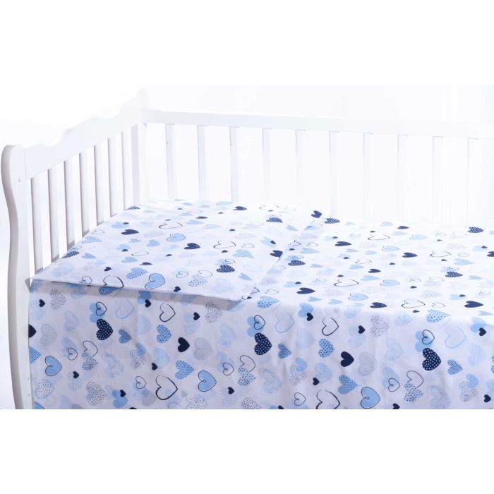 Vaikiškos patalynės komplektas 135x100 "Širdelės" mėlynos sp.