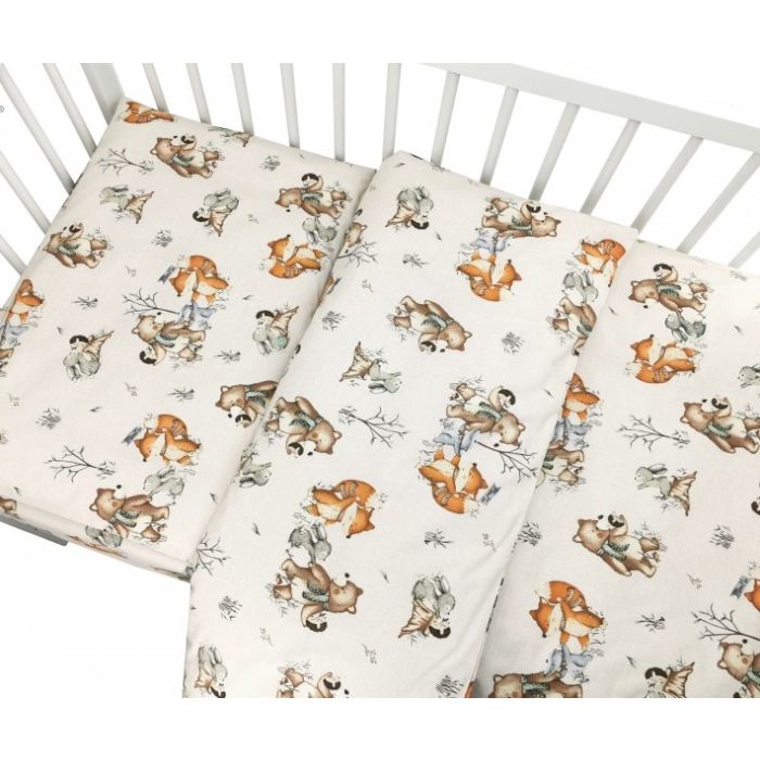 6 dalių kraitelis kūdikiui "Forest family beige"