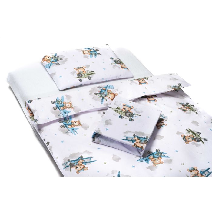 Patalynė kūdikio lopšiukui 80x70cm "Bear pilot blue" 