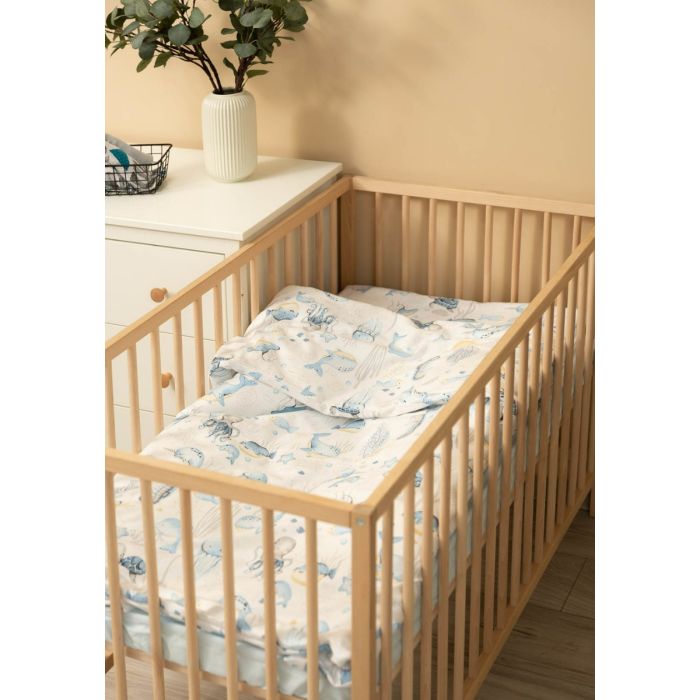 Patalynė kūdikiui 135x100 "Sea world" + paklodė 120x60 