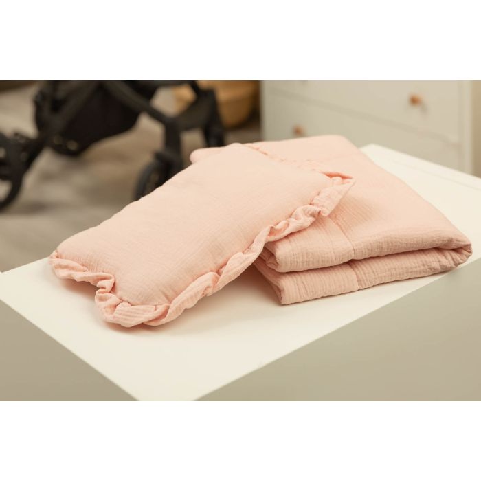 Muslino komplektas kūdikiui "Luxury soft" pledas 56x76 cm ir pagalvė 38x28 cm 