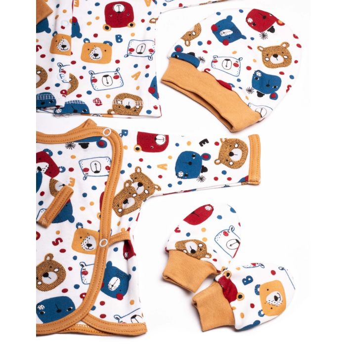 Kūdikio kraitelis - drabužėliai naujagimiui "Teddy beige" 5 dalių 