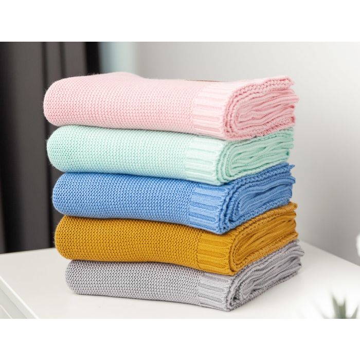 Megztas pledukas kūdikiui "Bamboo" 100x80 turkio spalvos