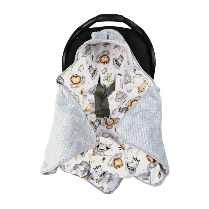 Pledas vokelis automobilinei kėdutei 80x80 cm "Keep dreaming" pilka