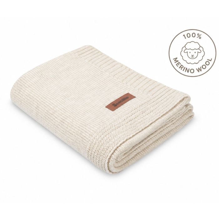 Megztas pledas kūdikiui "MERINO" 90X75 light beige
