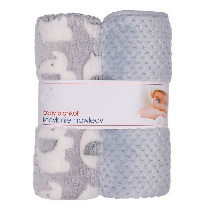 Pledai kūdikiams "DUO ELEPHANTS" 80x90 pilki, 2vnt.