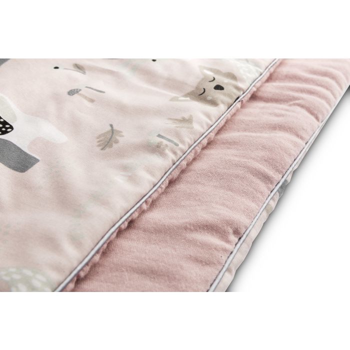 Muslino ir medvilnės pledukas ir pagalvė kūdikiui  "Friends" rausvas