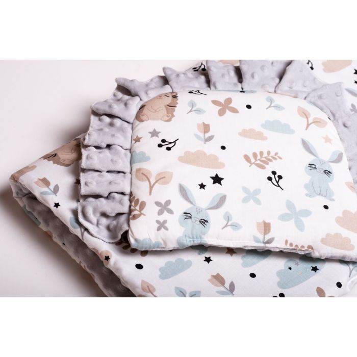 Pledukas kūdikiui "Bunny& Hedgehog" su pagalve, pilkas 