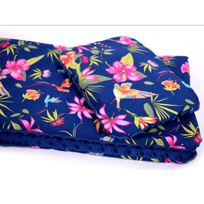 Komplektas vežimėliui "Tropics" pledas 60x75cm ir pagalvė 35x25cm 