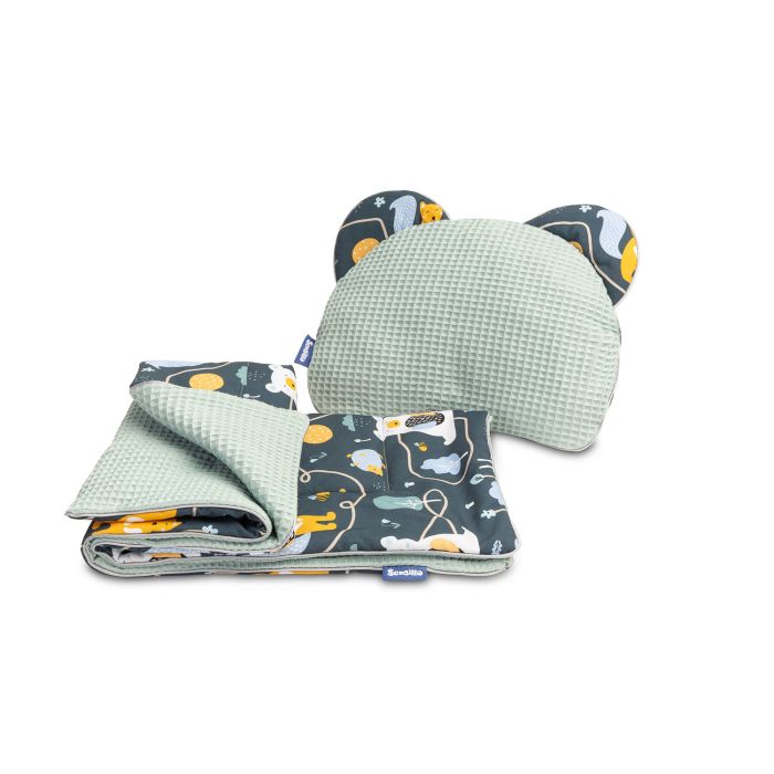 Komplektas kūdikiui "Paths" pledas 56x76 cm ir pagalvė 36x28 cm 