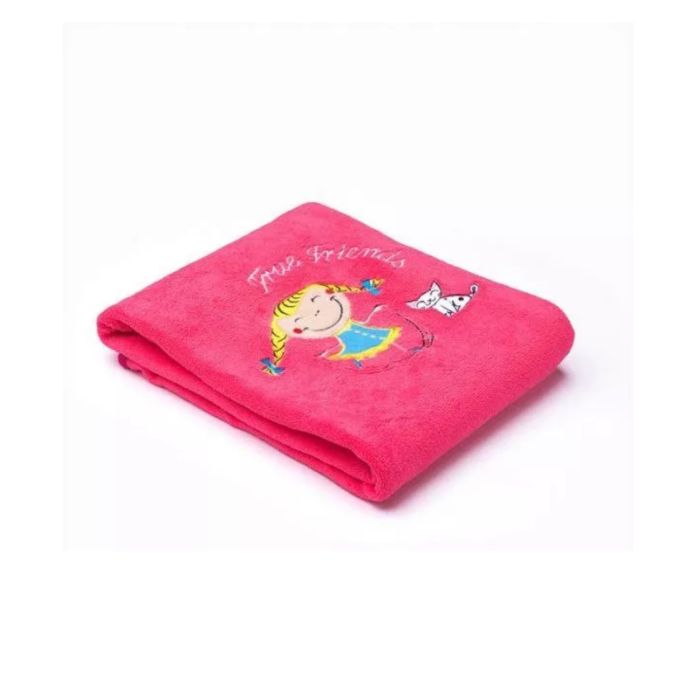 Dvipusis pledukas kūdikiui "Miško draugai" 100x75cm iš mikrofibros su aplikacija rožinės sp.