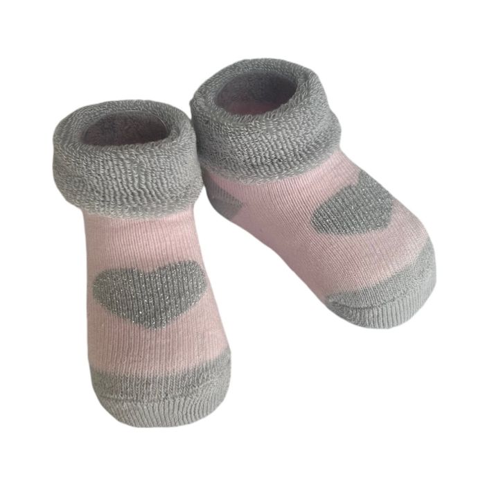 Frotinės kojinytės kūdikiui 0-6mėn Hearts pink