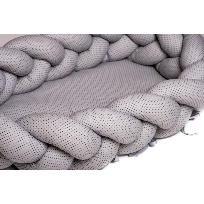 Kūdikio lizdelis - apsaugėlė  2 in 1 "Dots" pilkos spalvos