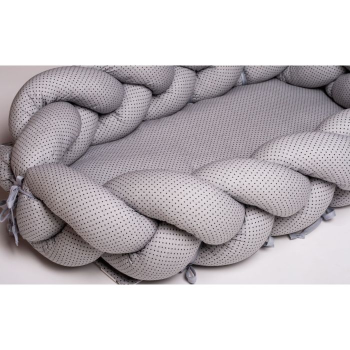 Kūdikio lizdelis - apsaugėlė  2 in 1 "Dots" pilkos spalvos