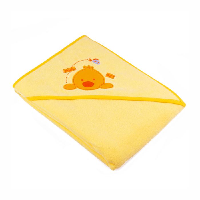 Rankšluostis kūdikiui "Lux" su gobtuvu 80x80cm "termofrotte" geltonos sp.