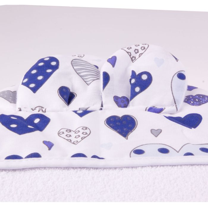 Rankšluostis kūdikiui su gobtuvu ir ausytėmis 100x100cm "termofrotte" baltos sp.