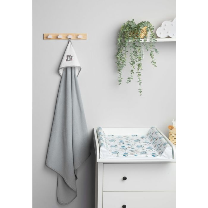 Rankšluostis kūdikiui "Raccoon" su gobtuvu 100x100cm 