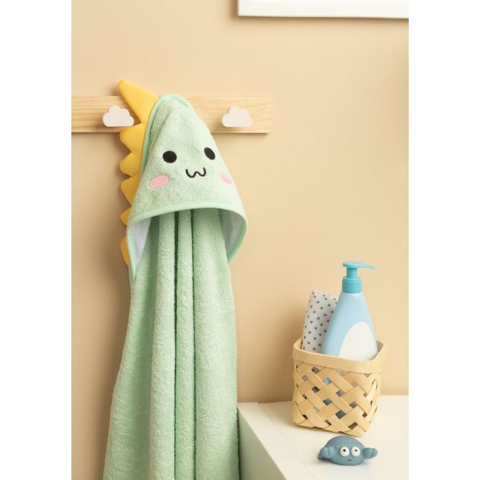 3D Rankšluostis kūdikiui "Dinosaur" su gobtuvu 100x100cm "frotte" 