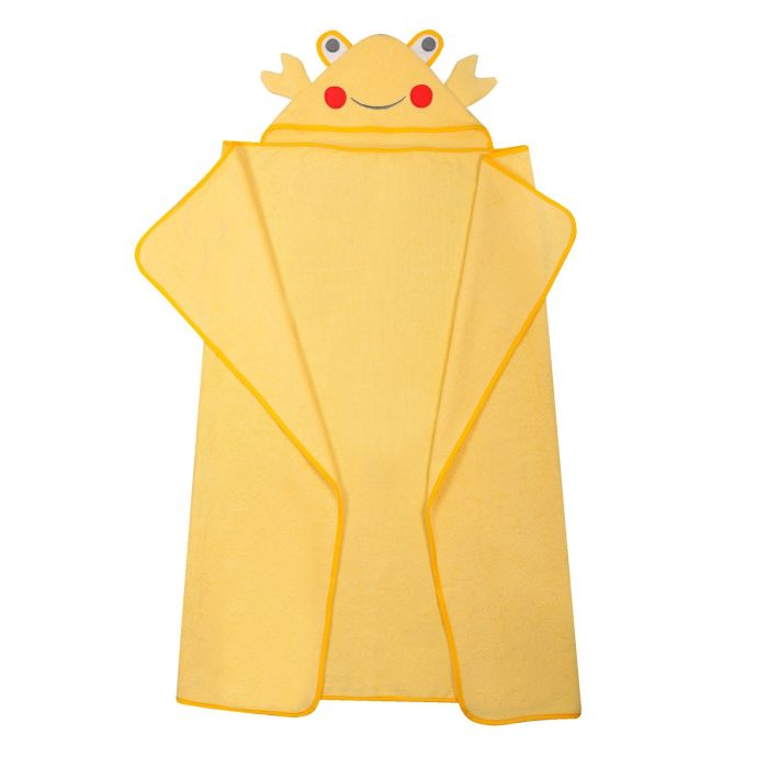 Rankšluostis kūdikiui "Crab" su gobtuvu 100x120cm geltonas