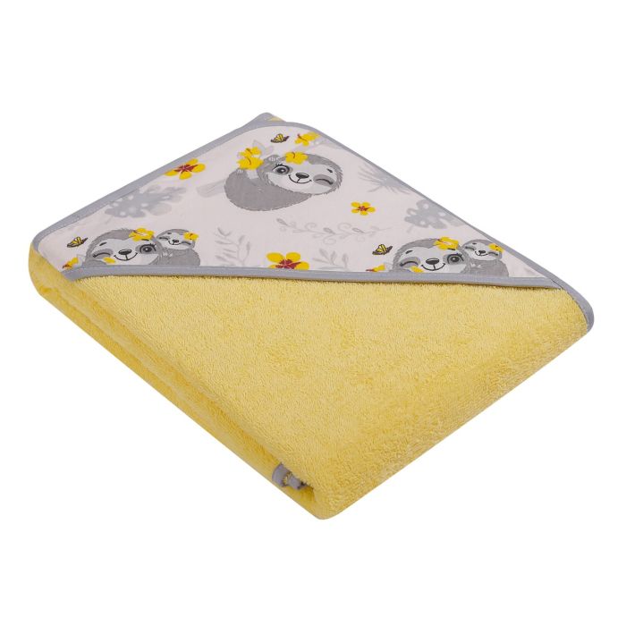 Rankšluostis kūdikiui "Dreamer" su gobtuvu 80x80 cm "frotte"  geltonas