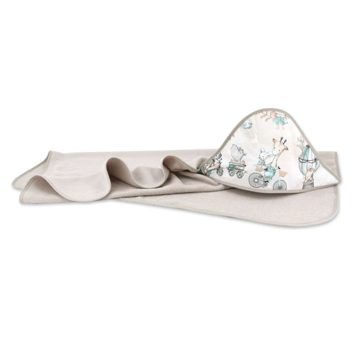 Rankšluostis kūdikiui "Zoo nugat" su gobtuvu 100X100 cm