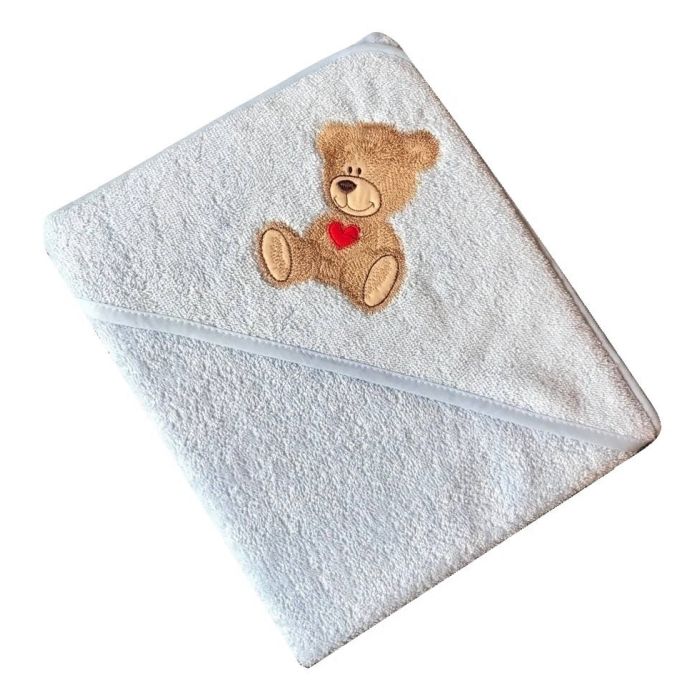 Rankšluosčiai kūdikiams "Teddy bear" su gobtuvu 80x80cm "frotte"