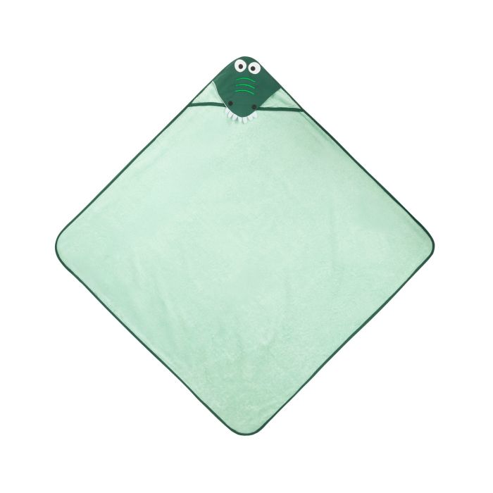 3D Rankšluostis kūdikiui "Croco" su gobtuvu 100x100cm "frotte" žalias