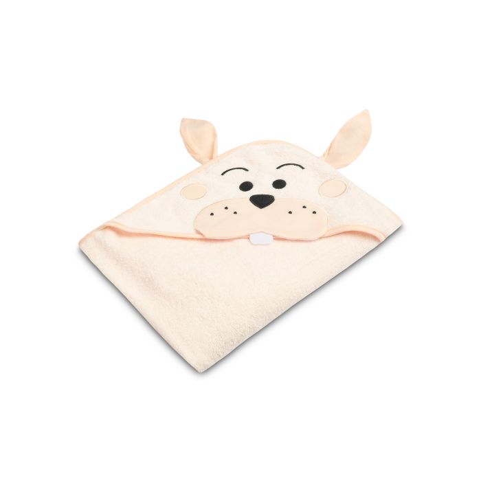 Rankšluostis kūdikiui 3D "Funny Bunny" su gobtuvu 100x100cm "frotte" rožinis