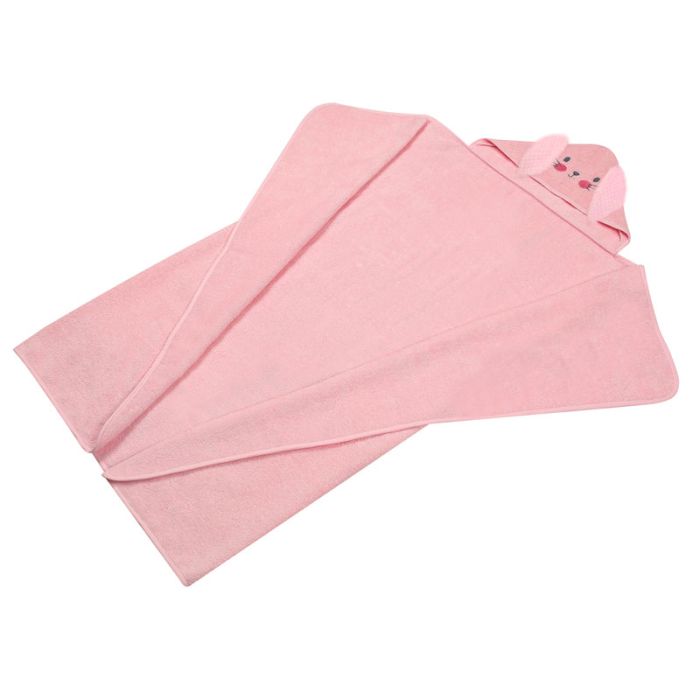 Rankšluostis kūdikiui "Bunny" su gobtuvu 100x120cm rožinis