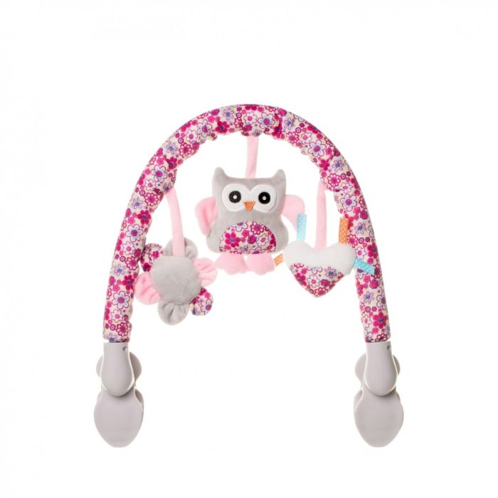 Žaislų lankas vežimėliui/kėdutei "Owl pink"