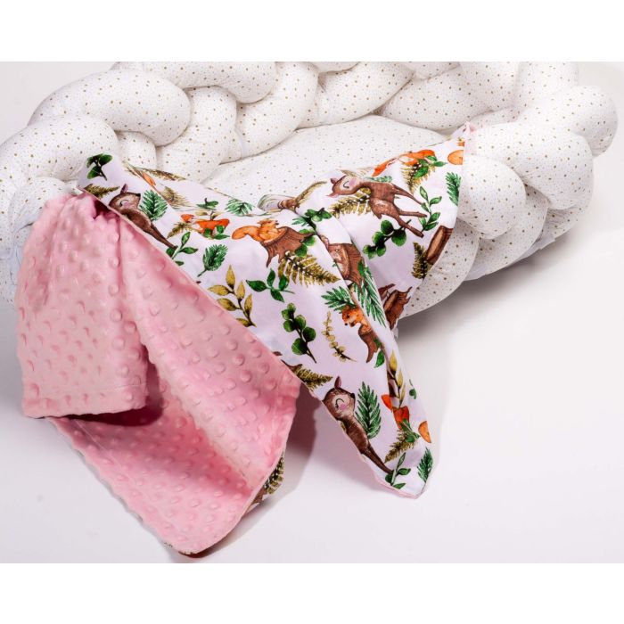 Pledas kūdikiui "Forest family" 100x75cm  rožinės spalvos