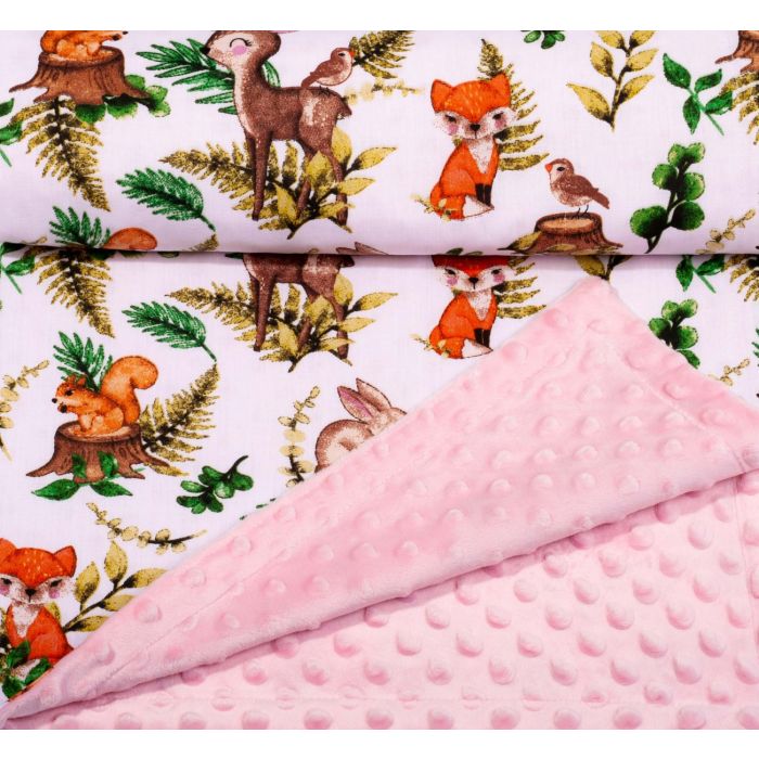 Pledas kūdikiui "Forest family" 100x75cm  rožinės spalvos