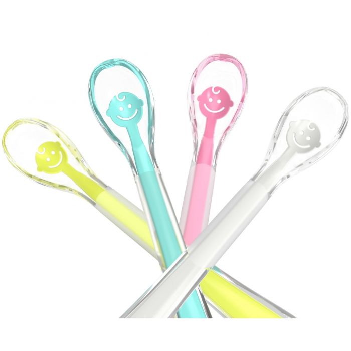 Babyono silikoninis šaukštas kūdikiui, baltas