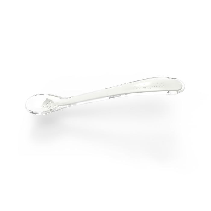 Babyono silikoninis šaukštas kūdikiui, baltas