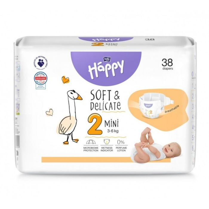 Sauskelnės kūdikiams BELLA Mini "2" 3-6 kg 38 vnt Soft&Delicate