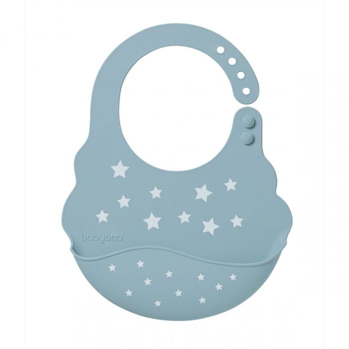 Minkštas silikoninis seilinukas kūdikiui su reguliuojamu užsegimu 