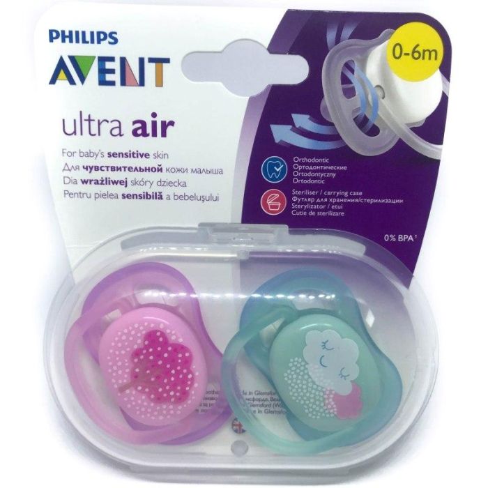 Čiulptukai AVENT "Ultra Air" ortodontinis 0-6m 2vnt PINK
