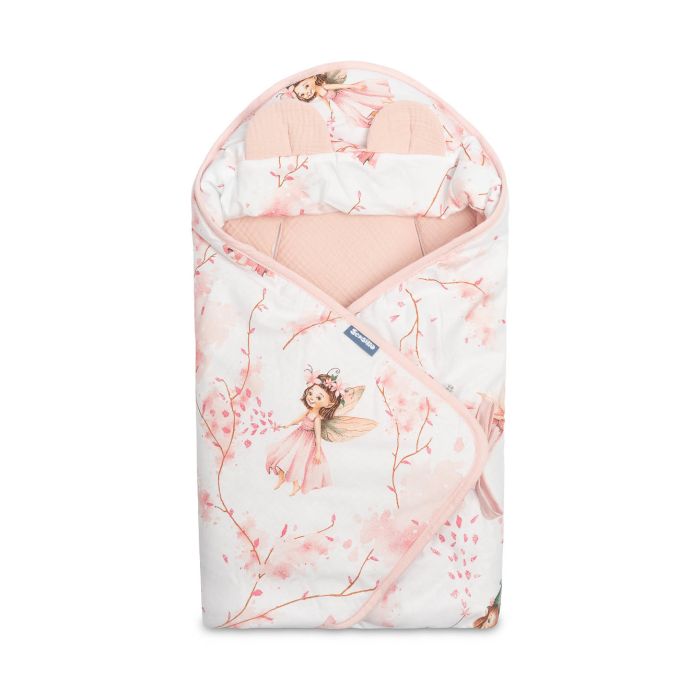 Muslino pledas automobilinei kėdutei "Fairies" 90x90 cm pink