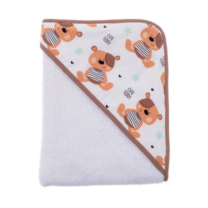 Rankšluostis kūdikiui "Teddy" su gobtuvu 