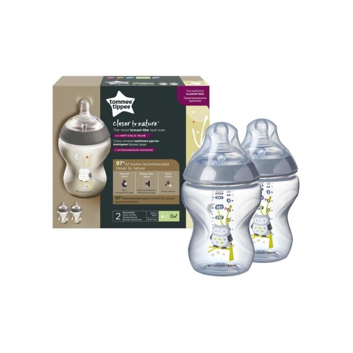 Kūdikio buteliukai "Tommee Tippee" su žinduku 0m+  260ml 2vnt