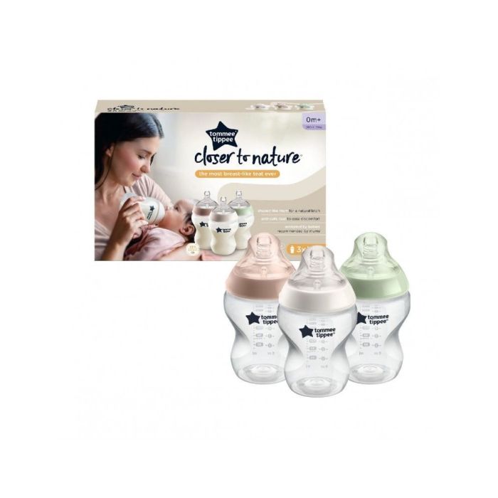 Buteliukai kūdikiui "Tommee Tippee" su žinduku 0m+ 260 ml 3 vnt Colour
