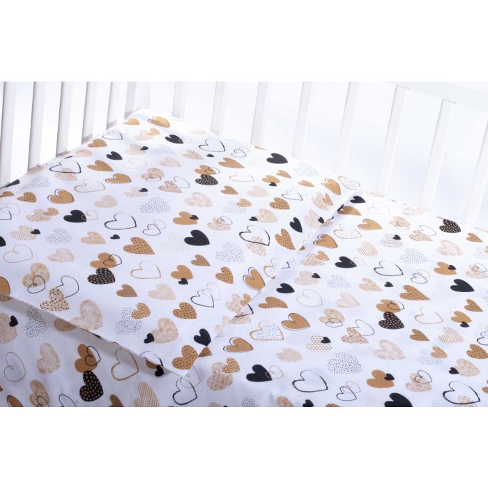 Užvalkalų komplektas 135x100 "Širdelės" geltonos sp.