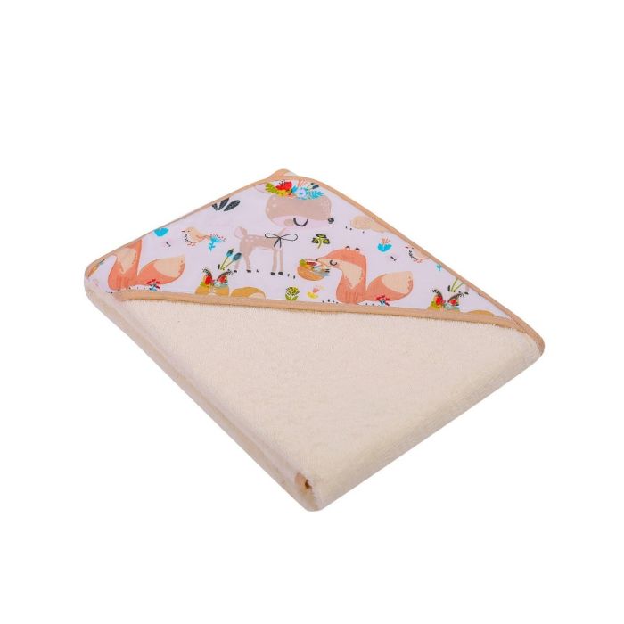 Rankšluostis kūdikiui "Best friends" su gobtuvu 80x80 cm "frotte" 