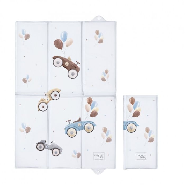 Neperšlampamas vystymo paklotas kūdikiui (daugkartinis) "Retro cars" 60x40 
