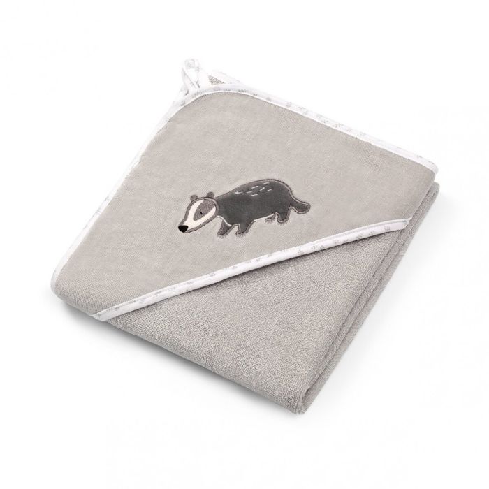 Veliūrinis rankšluostis kūdikiui "Raccoon" su gobtuvu 100X100cm pilkas