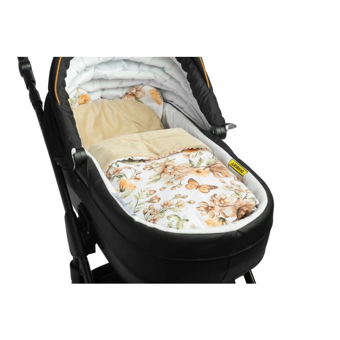 Komplektas kūdikiui "Floral beige" pledas 56x76 cm ir pagalvė 36x28 cm 