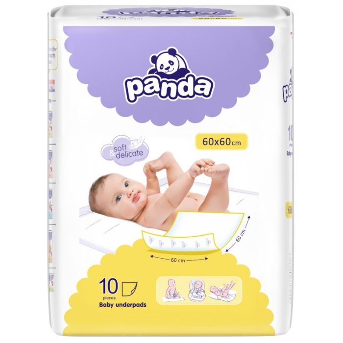 Vienkartiniai neperšlampami paklotai 60x60cm Panda Baby 10vnt