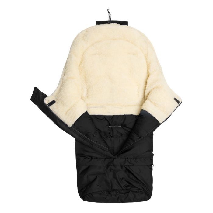 Šiltas miegmaišis - vokelis vežimėliui  "Combi wool" Black 